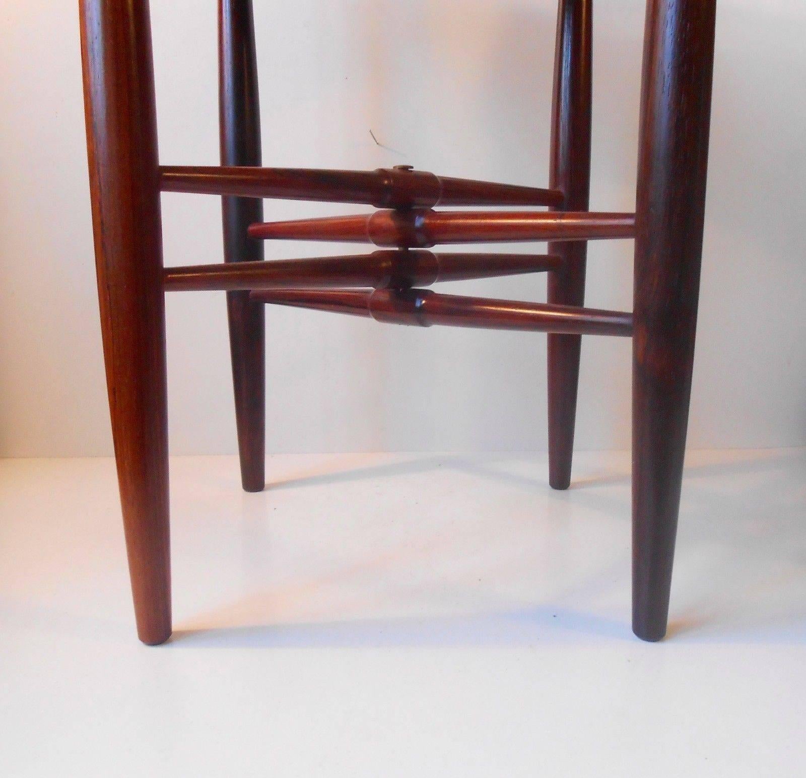 Mid-Century Modern Rosewood Side Table with Brass Tray by Poul Hundevad, Denmark, 1960s