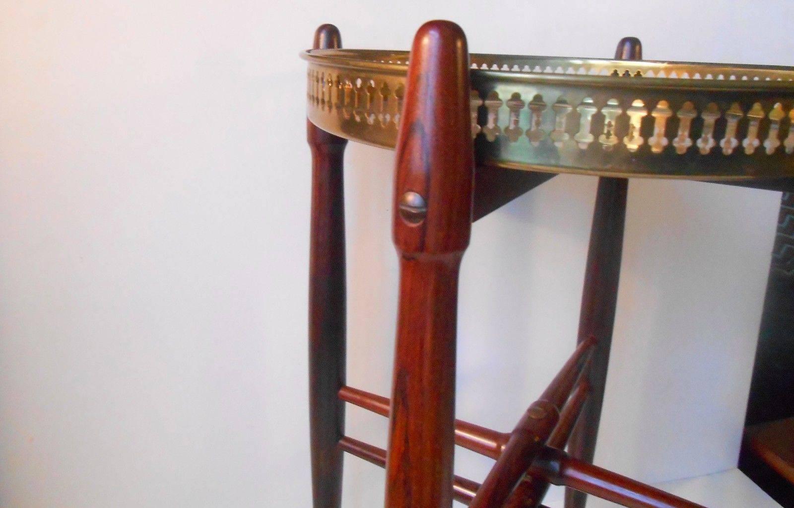 Rosewood Side Table with brass Tray by Poul Hundevad, Denmark, 1960s 2