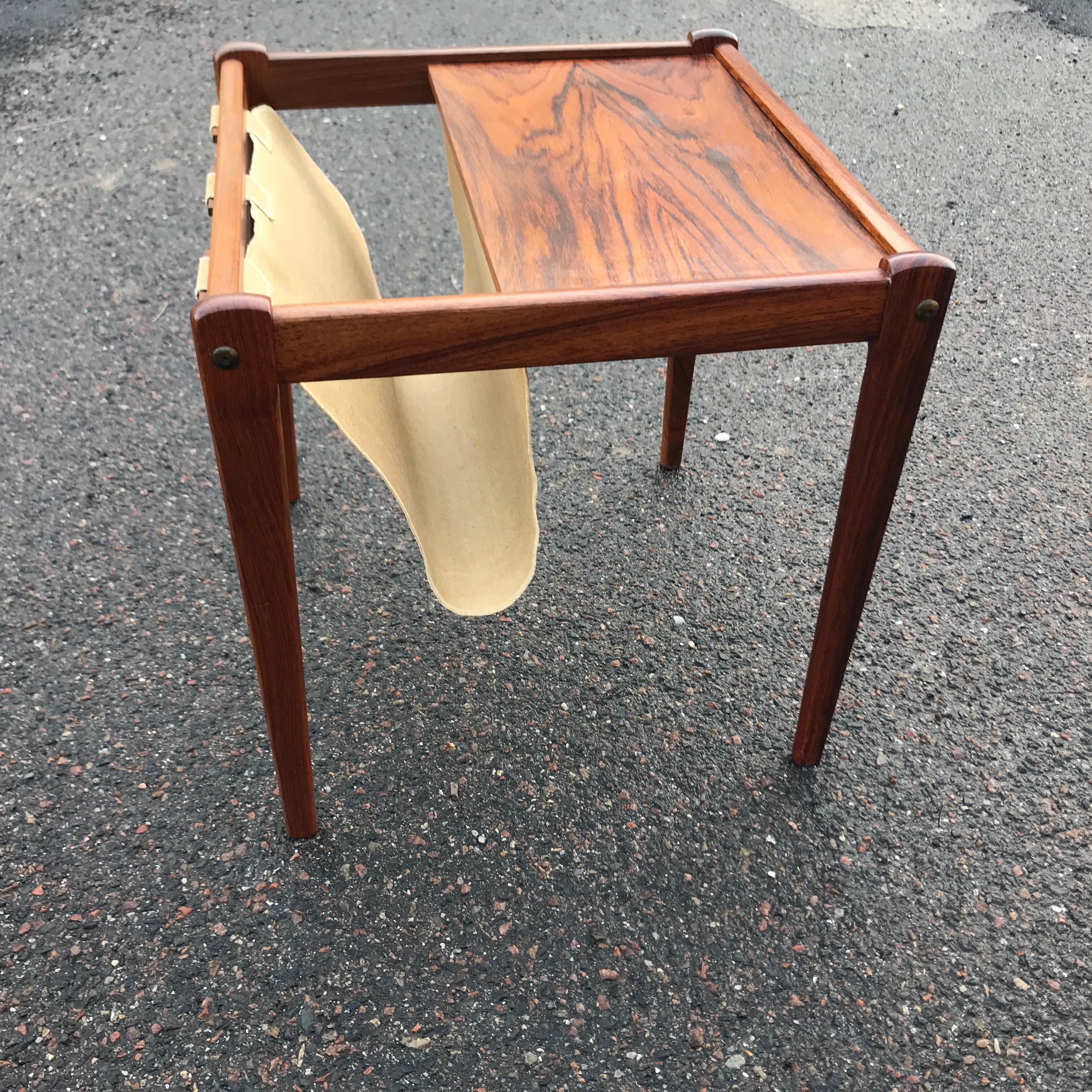 Mid-Century Modern Rosewood Side Table with Magazine Rack