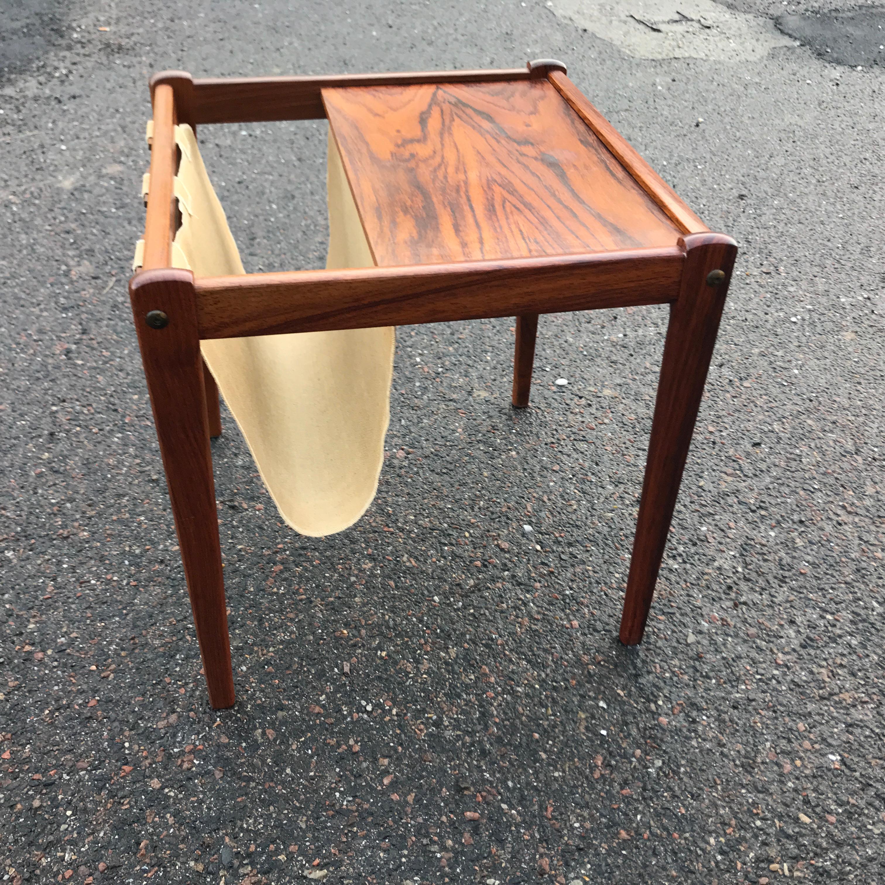 Danish Rosewood Side Table with Magazine Rack