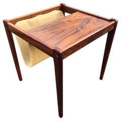 Rosewood Side Table with Magazine Rack