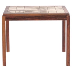 Table d'appoint en bois de rose avec carreaux, design danois, signée le 6 janvier 1972