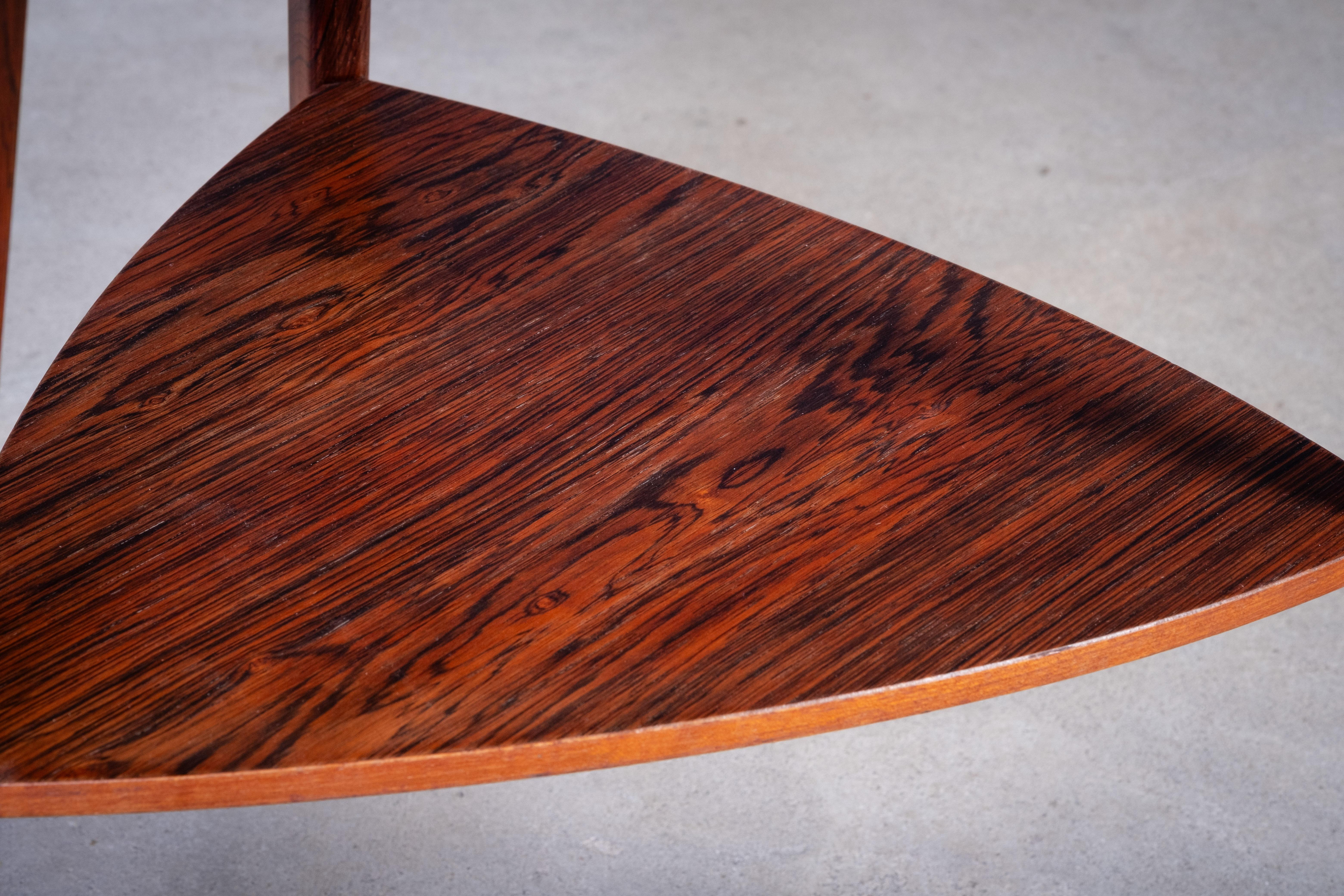 Tables d'appoint en bois de rose par Holger Georg Jensen pour Kubus, 1960, ensemble de 2 en vente 4