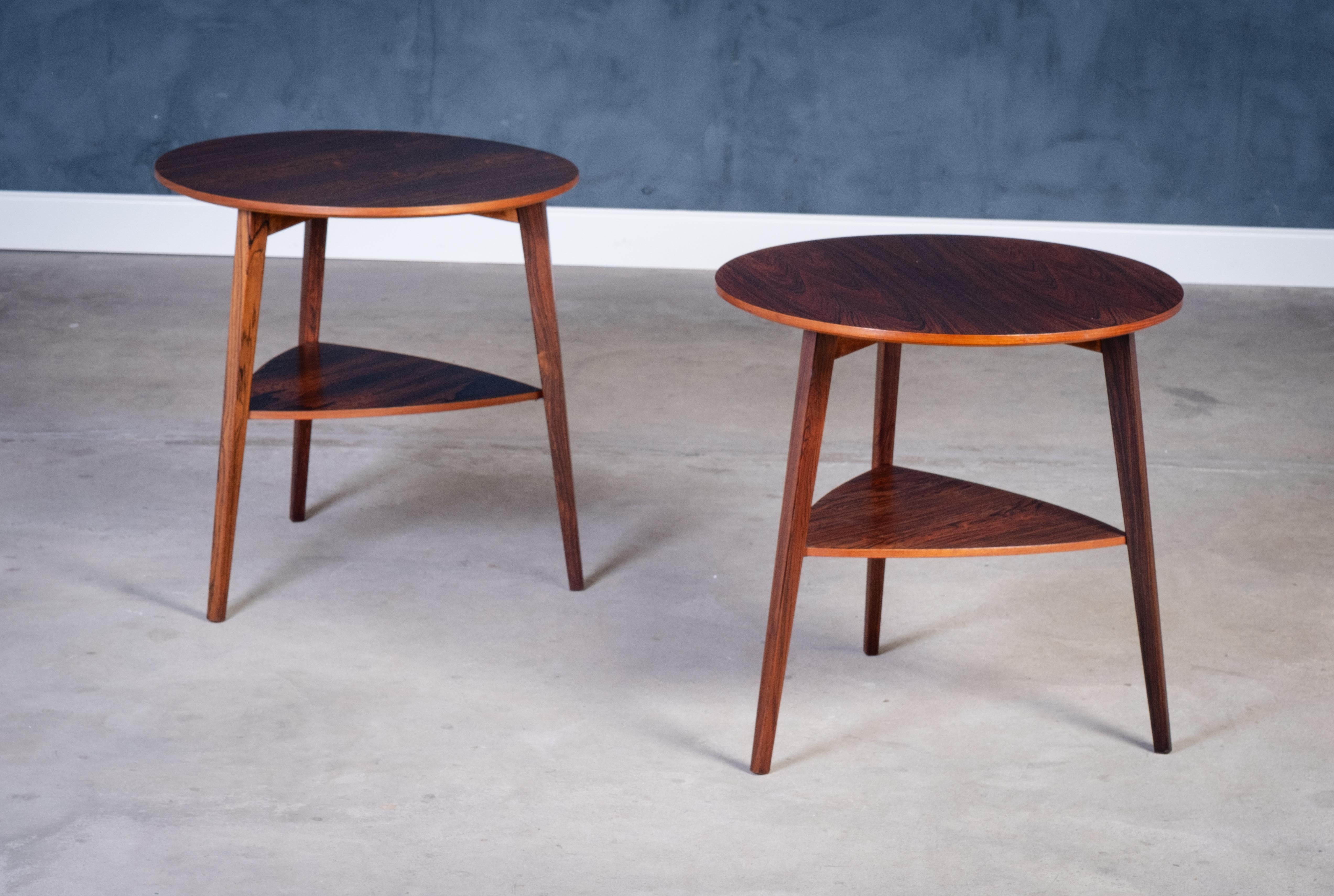 Danois Tables d'appoint en bois de rose par Holger Georg Jensen pour Kubus, 1960, ensemble de 2 en vente