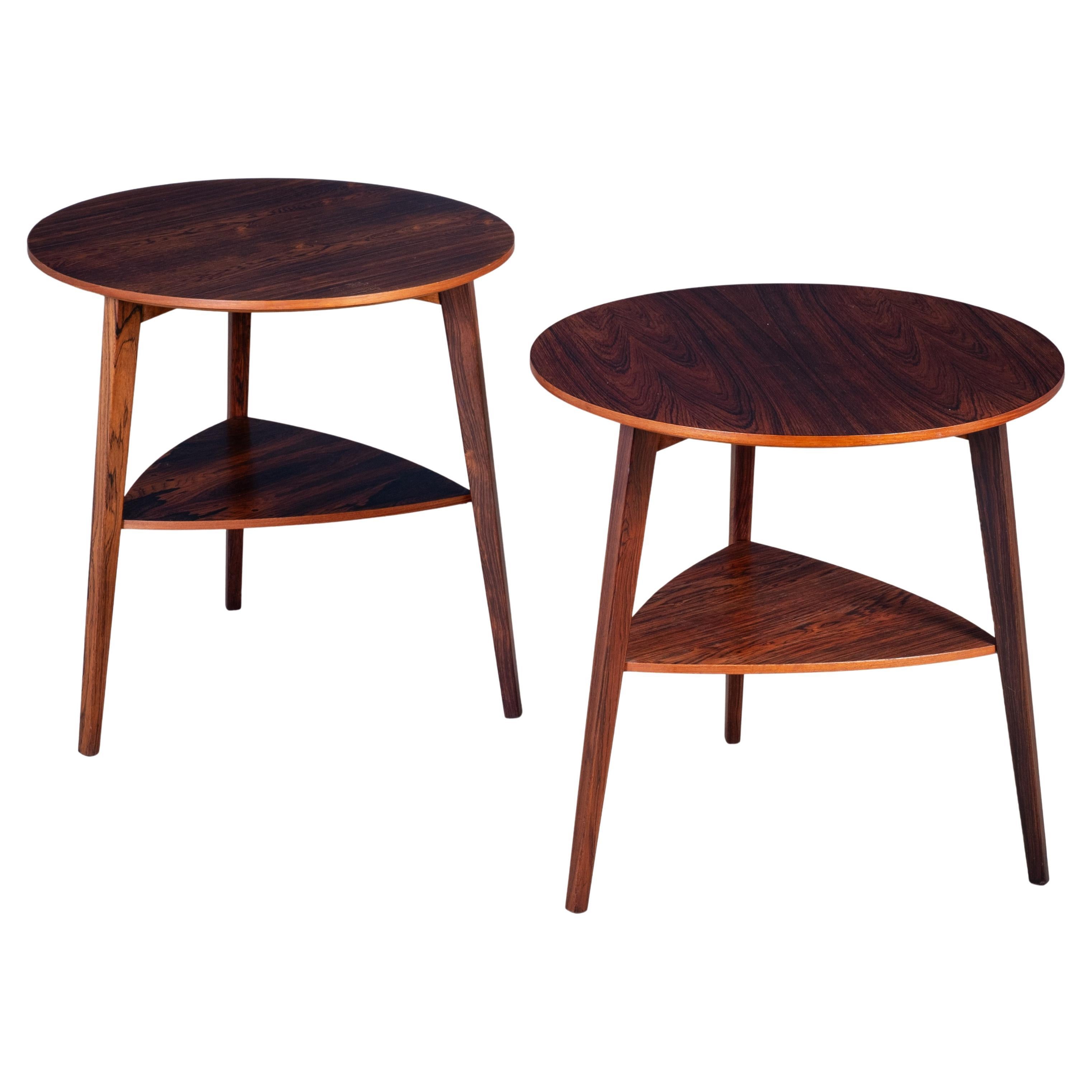 Mesas auxiliares de palisandro de Holger Georg Jensen para Kubus, años 60, set de 2