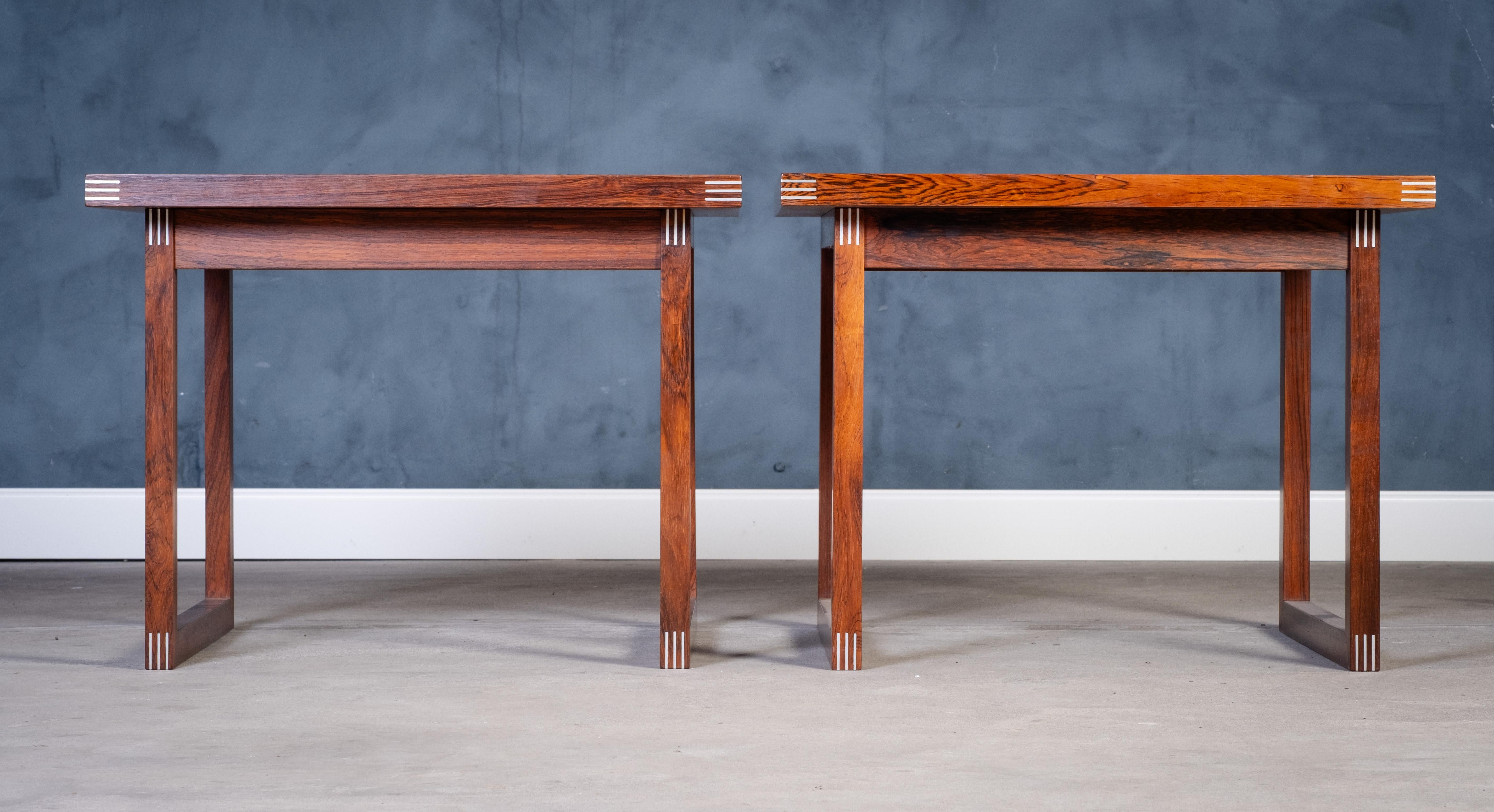 Mesas auxiliares de palisandro de Rud Thygesen para Heltborg Møbelfabrik, años 60, set de 2 Moderno de mediados de siglo en venta