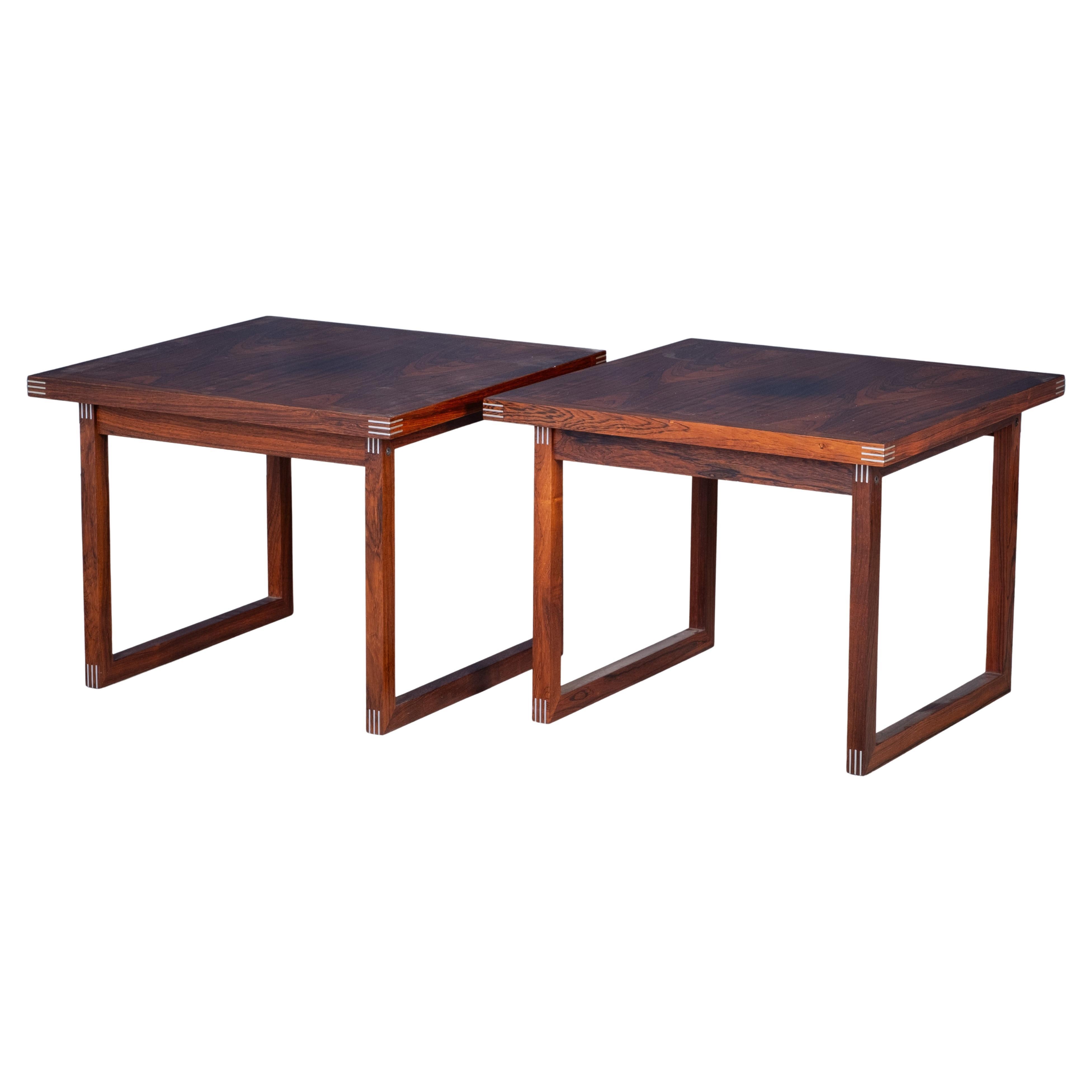 Mesas auxiliares de palisandro de Rud Thygesen para Heltborg Møbelfabrik, años 60, set de 2 en venta