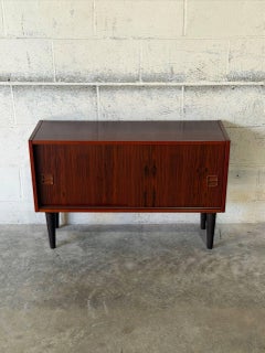 Rosewood Sideboard and Credenza with Dual Sliding Doors Danish Vintage 1970s