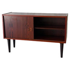 Rosewood Sideboard and Credenza with Dual Sliding Doors Danish Vintage 1970s