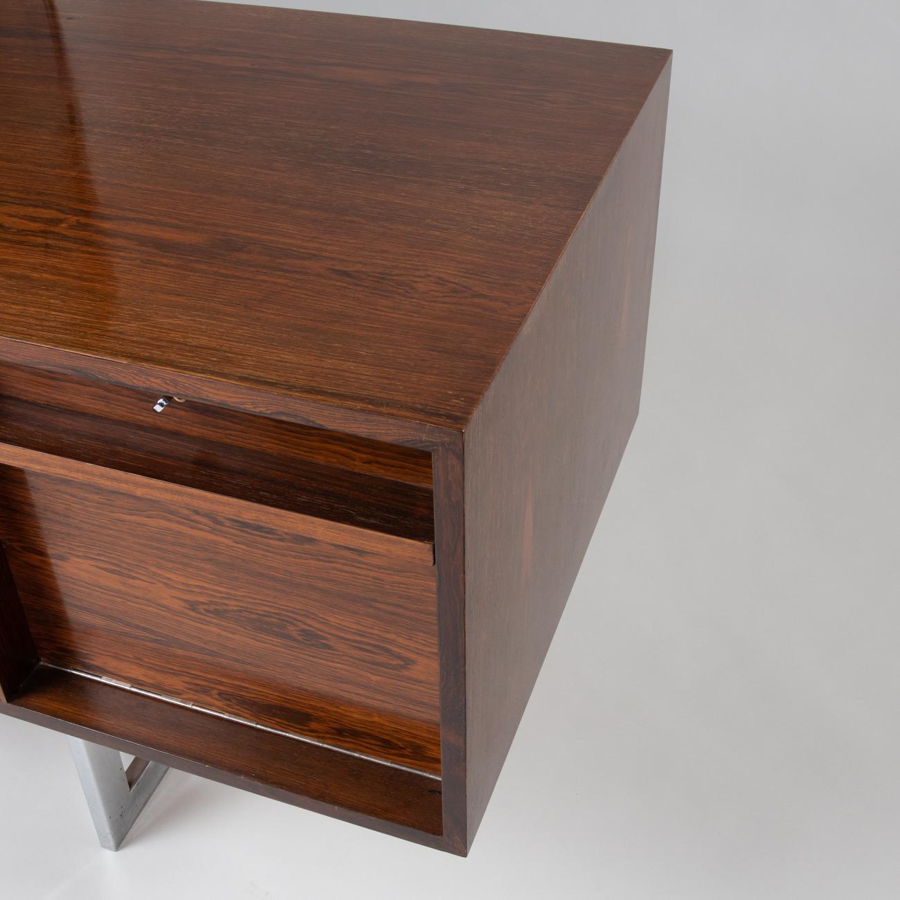 Mid-Century Modern Rosewood Sideboard on Chromed Feet, Bodil Kjaer, E. Pedersen & Sons 'Denmark'