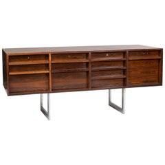 Rosewood Sideboard on Chromed Feet, Bodil Kjaer, E. Pedersen & Sons 'Denmark'