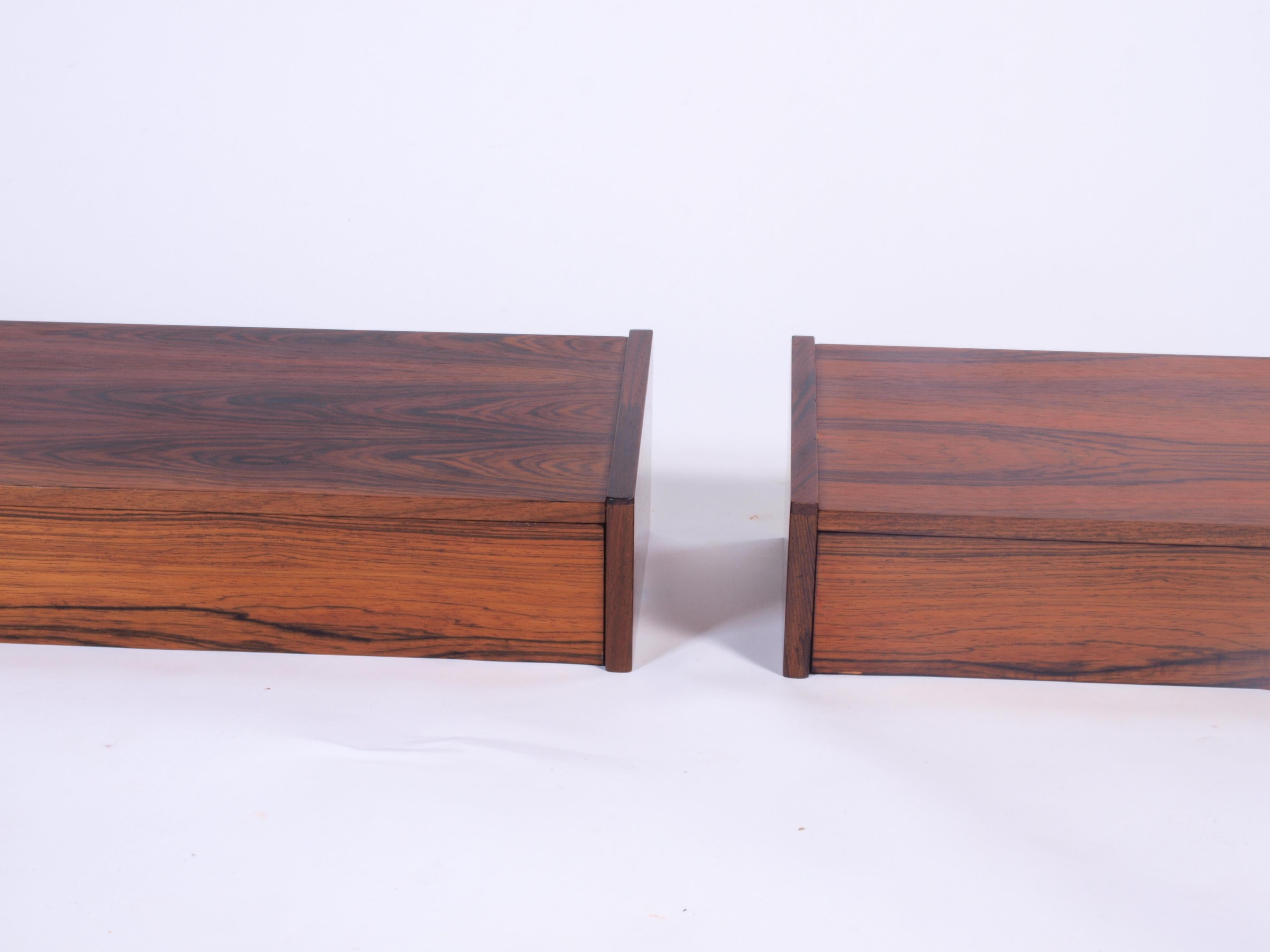 Rosewood Sideboard with Floating Bedside Tables, 1950s, Set of 2 2