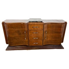 Rosewood Sideboard with Glass Handles Art Deco, France Around 1925