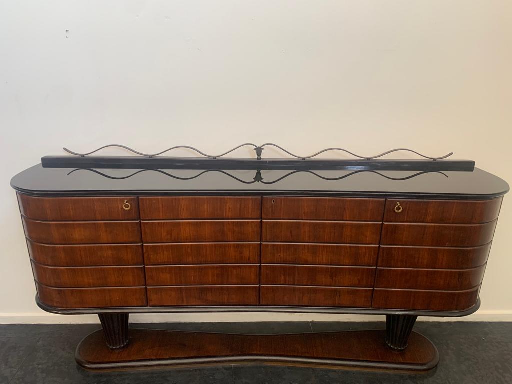 Art Deco Rosewood Sideboard with Mahogany Interior For Sale