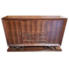 Rosewood Sideboard with Metal Details, Designed by Eugéne Printz, France, 1930