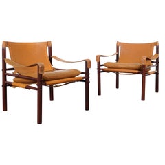 Rosewood "Sirocco" Leather Lounge Chairs by Arne Norell