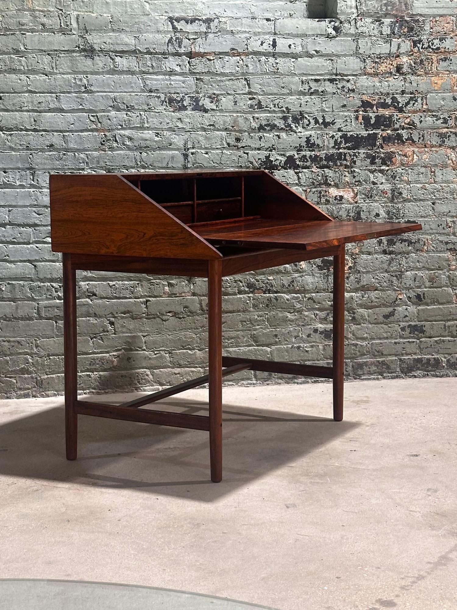 Rosewood Slant Front Desk by Sykky Iven Blode Blindheim, Norway 1960 In Good Condition In Chicago, IL