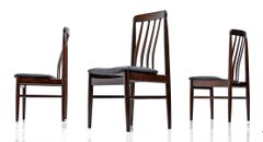 Rosewood Slat Back Dining Chairs with New Vinyl Seats, Danish Modern, 1960s