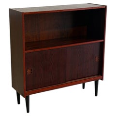 Rosewood Sliding-Door Cabinet with Open Bookcase Danish Mid-Century Modern 1960s