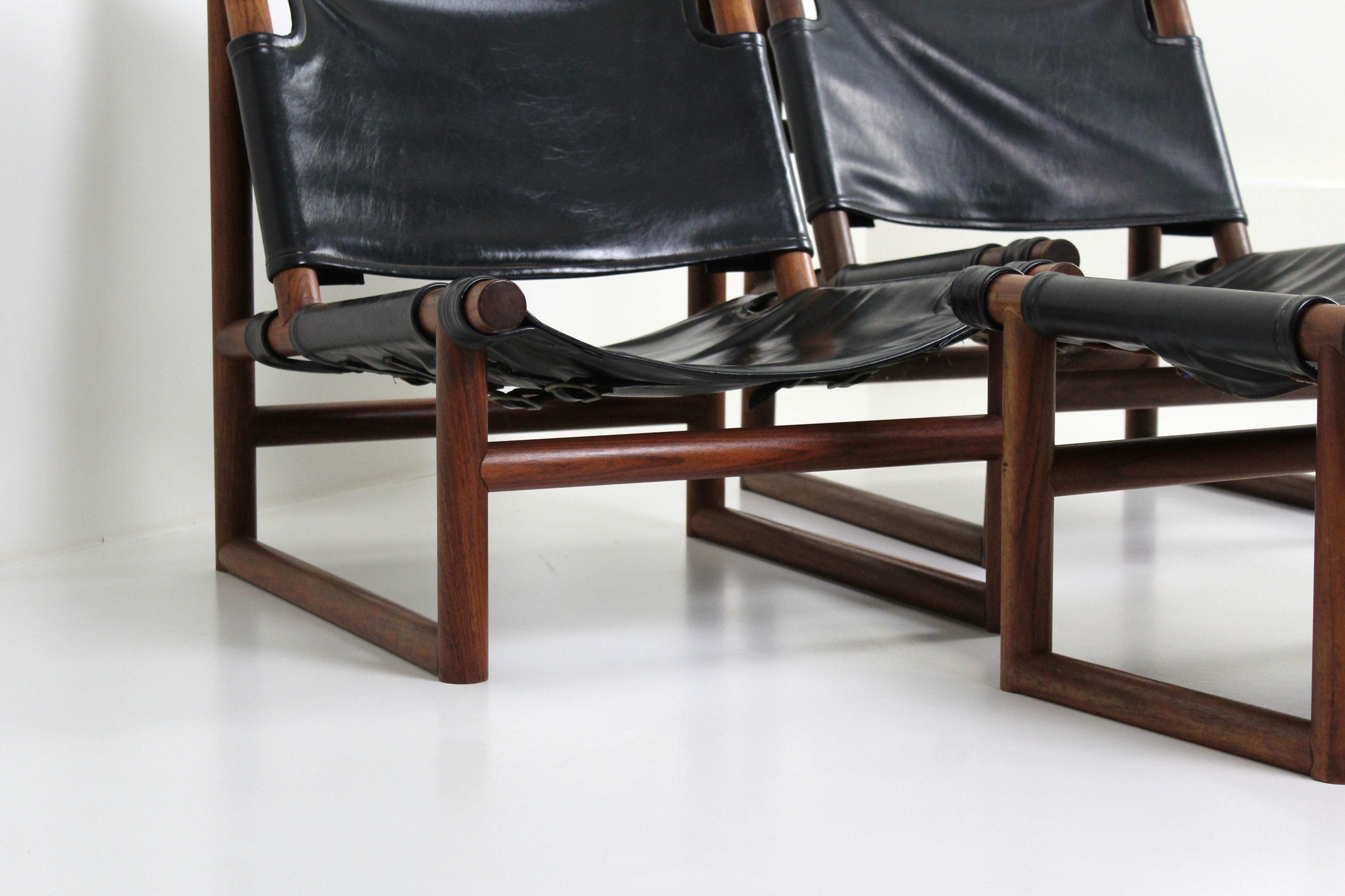 Sedie a fionda e hocker in palissandro In condizioni buone in vendita a Diest, BE