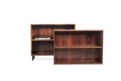 Rosewood Small Bookcases with Metal Black Legs, Made in Denmark, 1960s