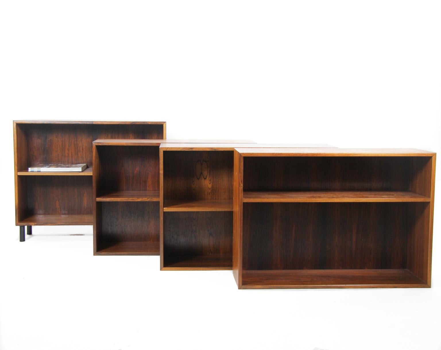 Danish Rosewood Small Bookcases with Metal Black Legs, Made in Denmark, 1960s For Sale
