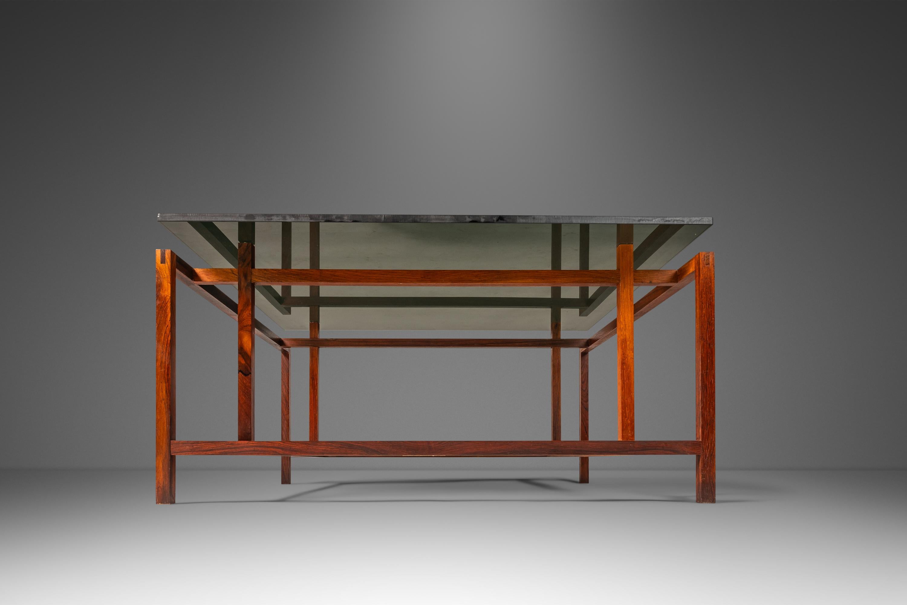 Rosewood & Smoked Glass Coffee Table by Henning Nørgaard, Denmark, c. 1960's For Sale 6