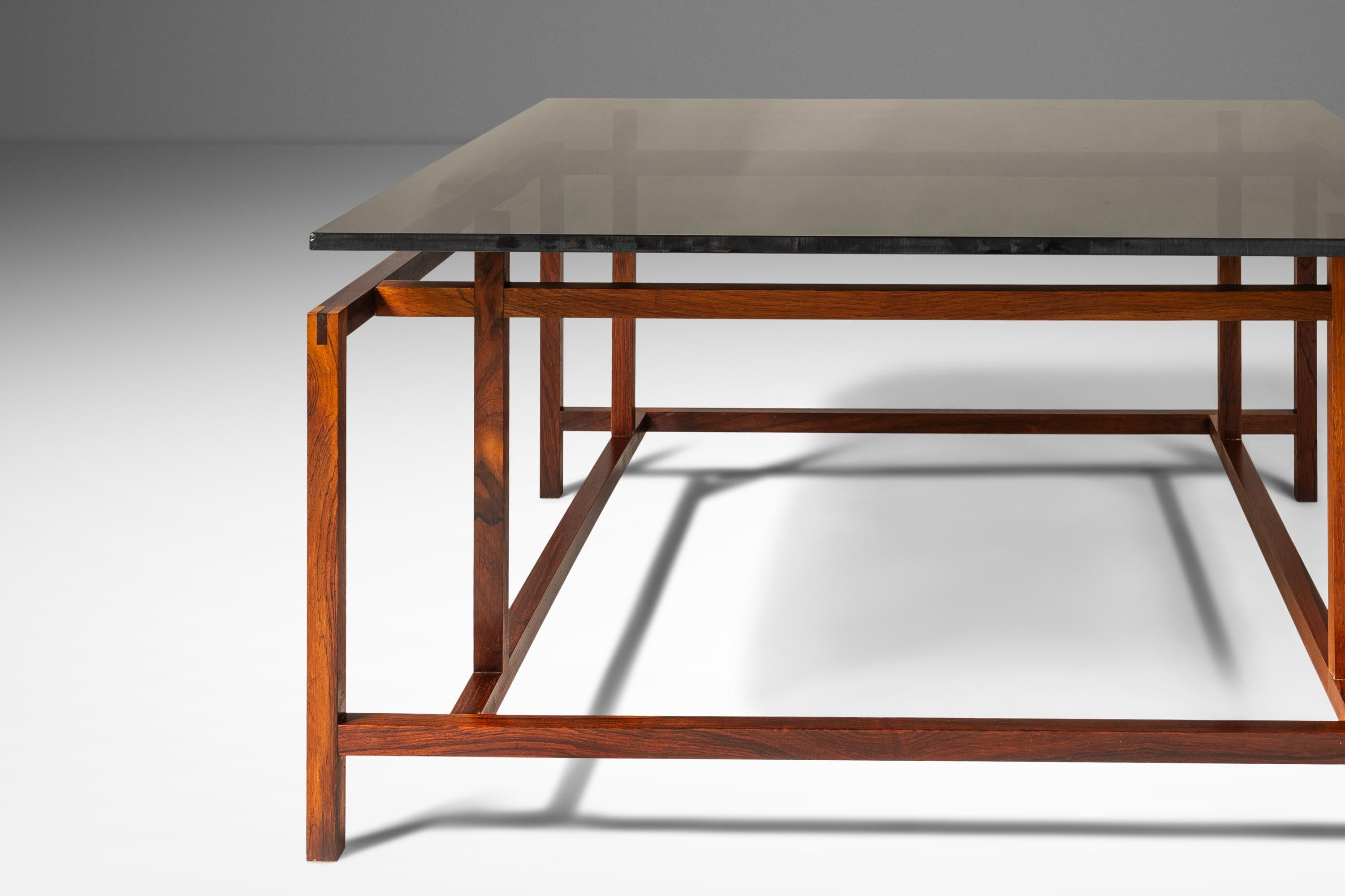 Rosewood & Smoked Glass Coffee Table by Henning Nørgaard, Denmark, c. 1960's For Sale 11
