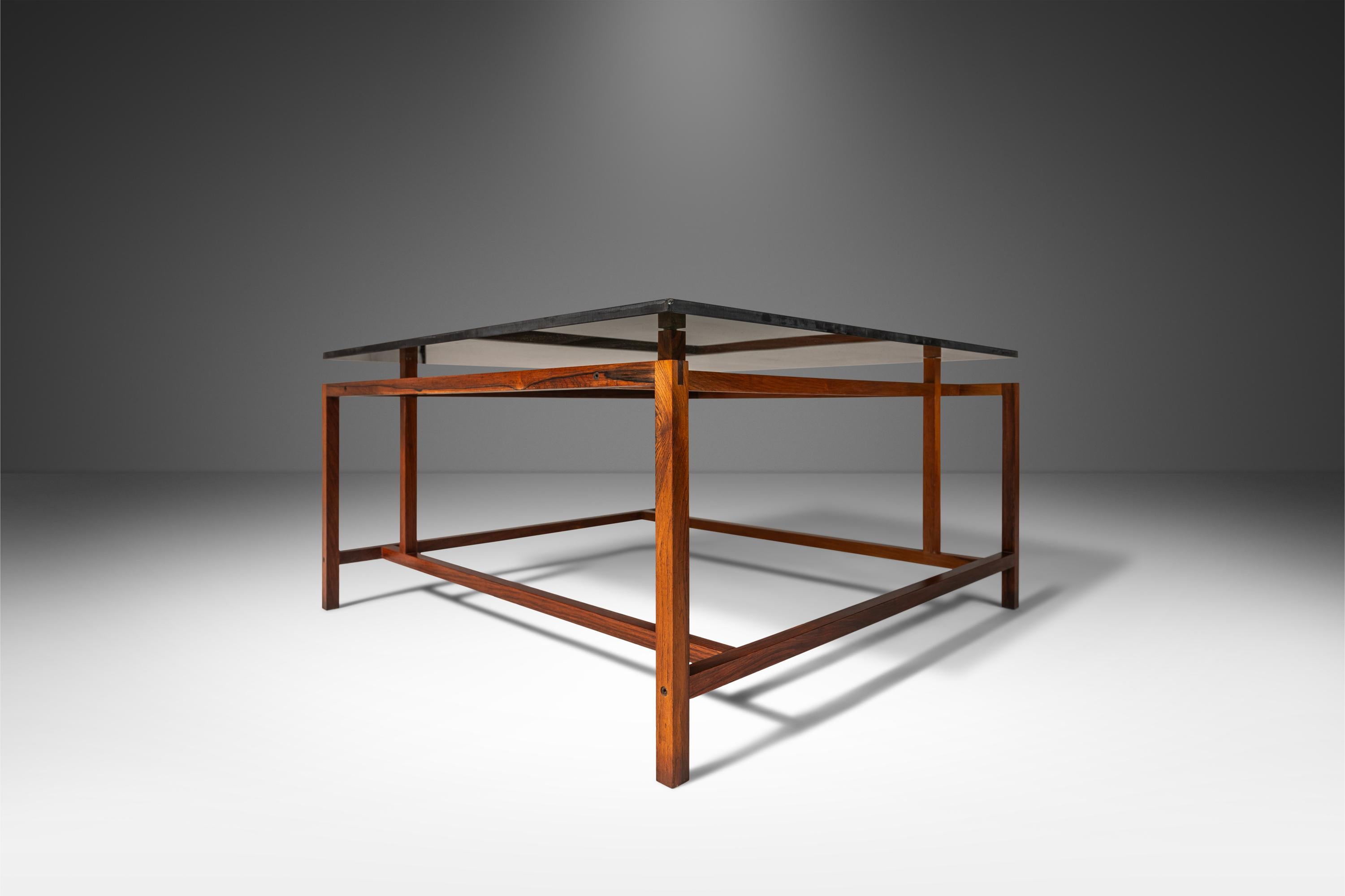 Danish Rosewood & Smoked Glass Coffee Table by Henning Nørgaard, Denmark, c. 1960's For Sale