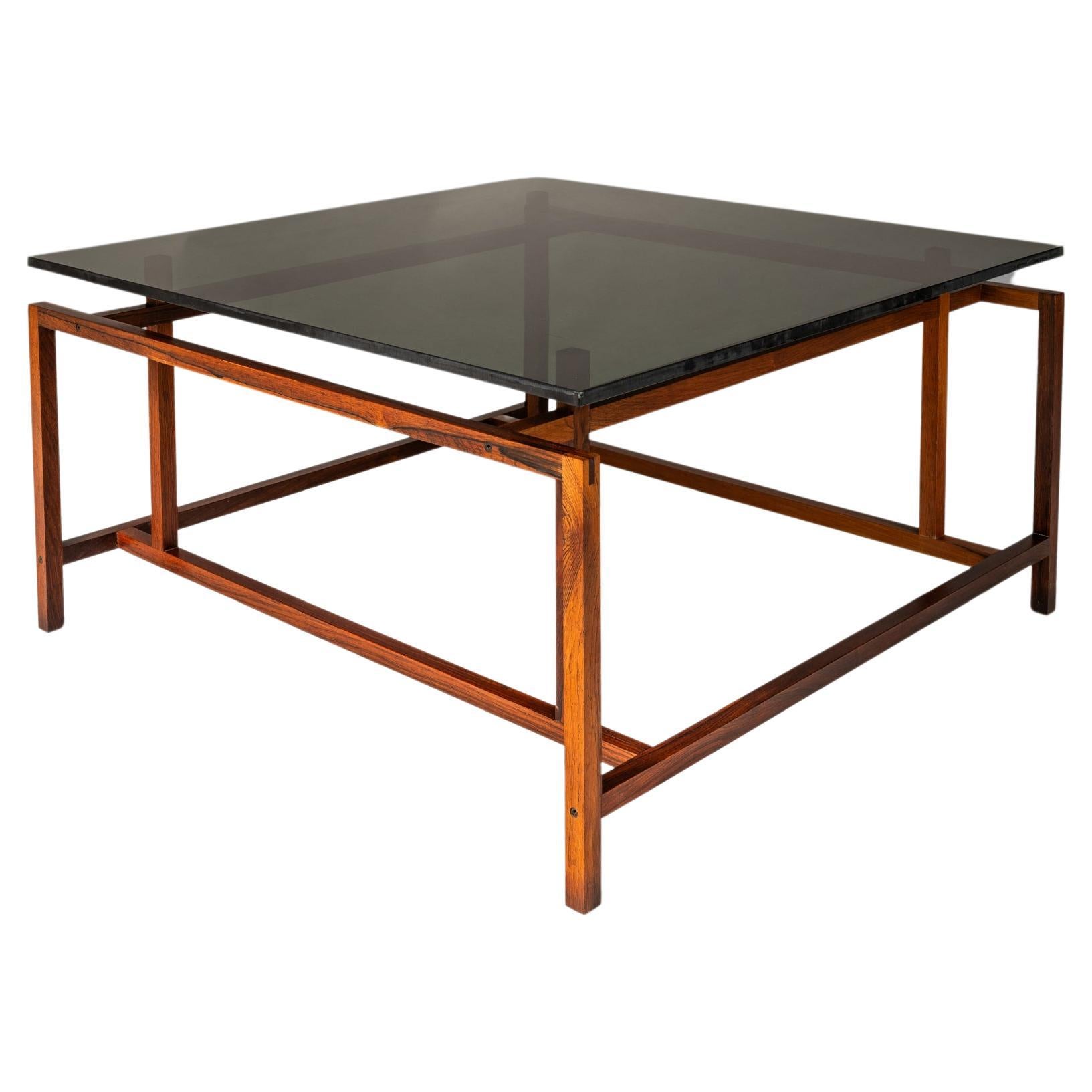 Rosewood & Smoked Glass Coffee Table by Henning Nørgaard, Denmark, c. 1960's For Sale