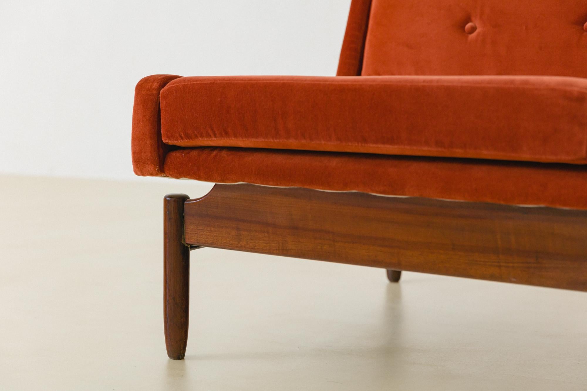 Fabric Rosewood Sofa by Móveis Cantù, 1960s, Brazilian Midcentury For Sale