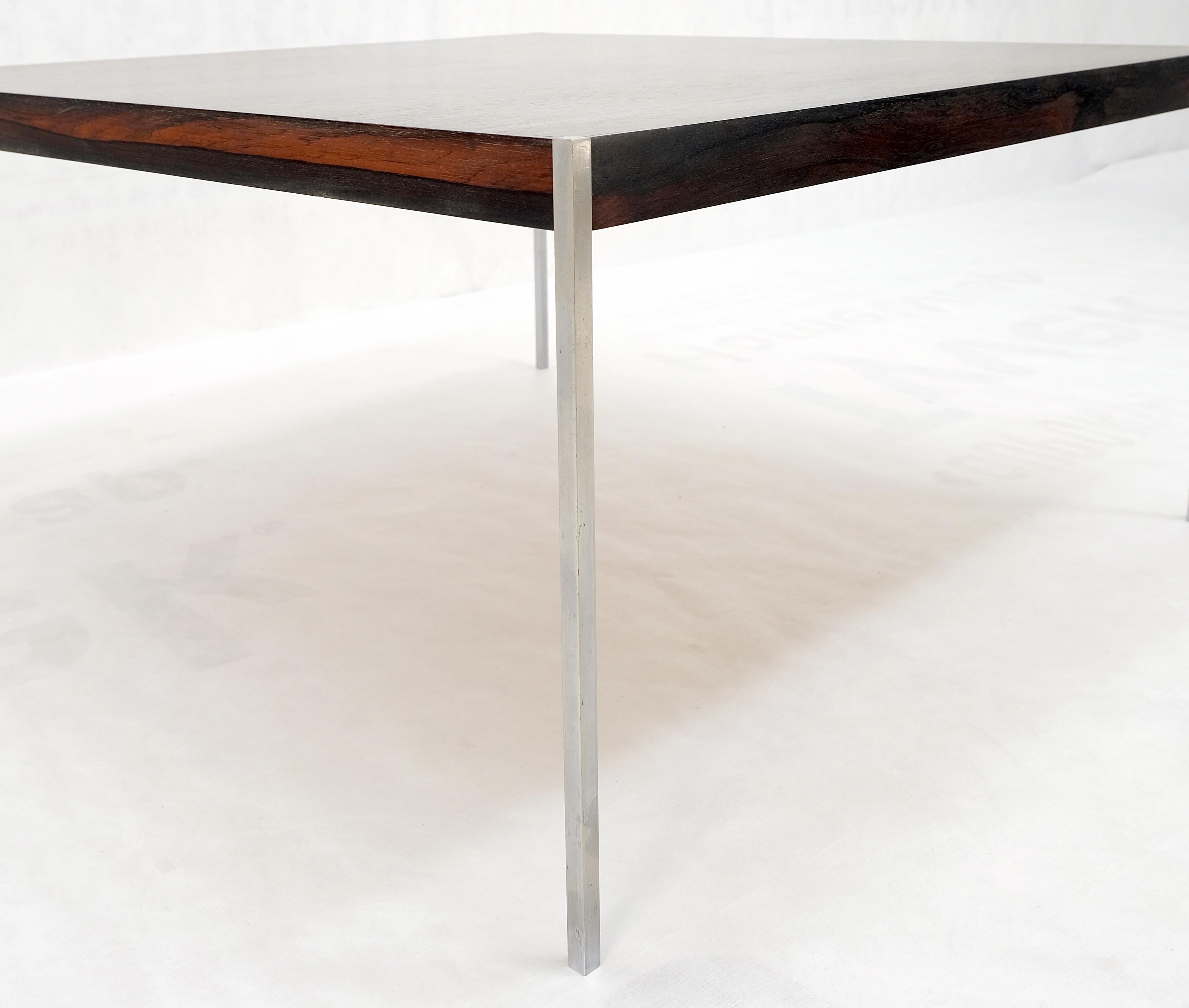 Rosewood Square Top Thin Chrome Square Bar Legs Danish Mid-Century Coffee Table In Good Condition For Sale In Rockaway, NJ