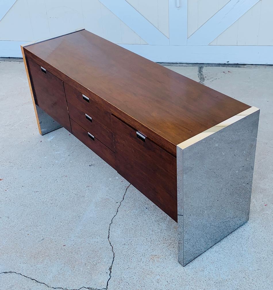 American Rosewood & Stainless Credenza by Roger Sprunger/Dunbar
