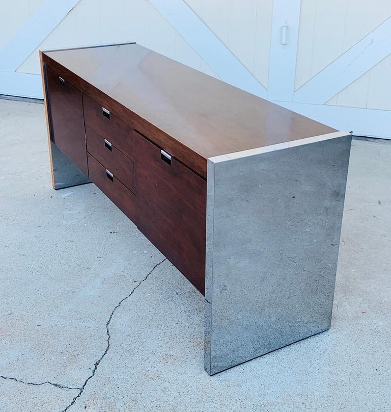 Rosewood and Stainless Credenza by Roger Sprunger/Dunbar at 1stDibs