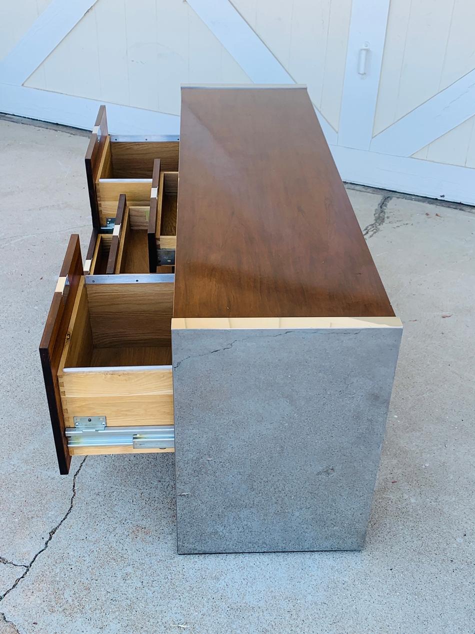 Late 20th Century Rosewood & Stainless Credenza by Roger Sprunger/Dunbar