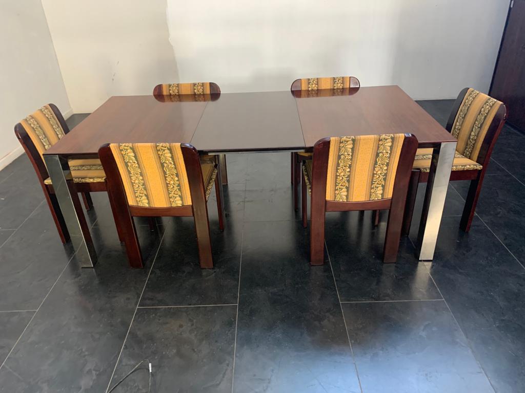 Rosewood & Steel Dining Table, 1970s For Sale 8