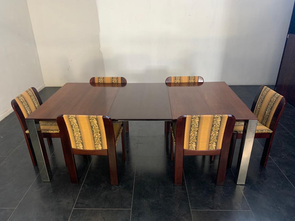 Rosewood & Steel Dining Table, 1970s For Sale 9