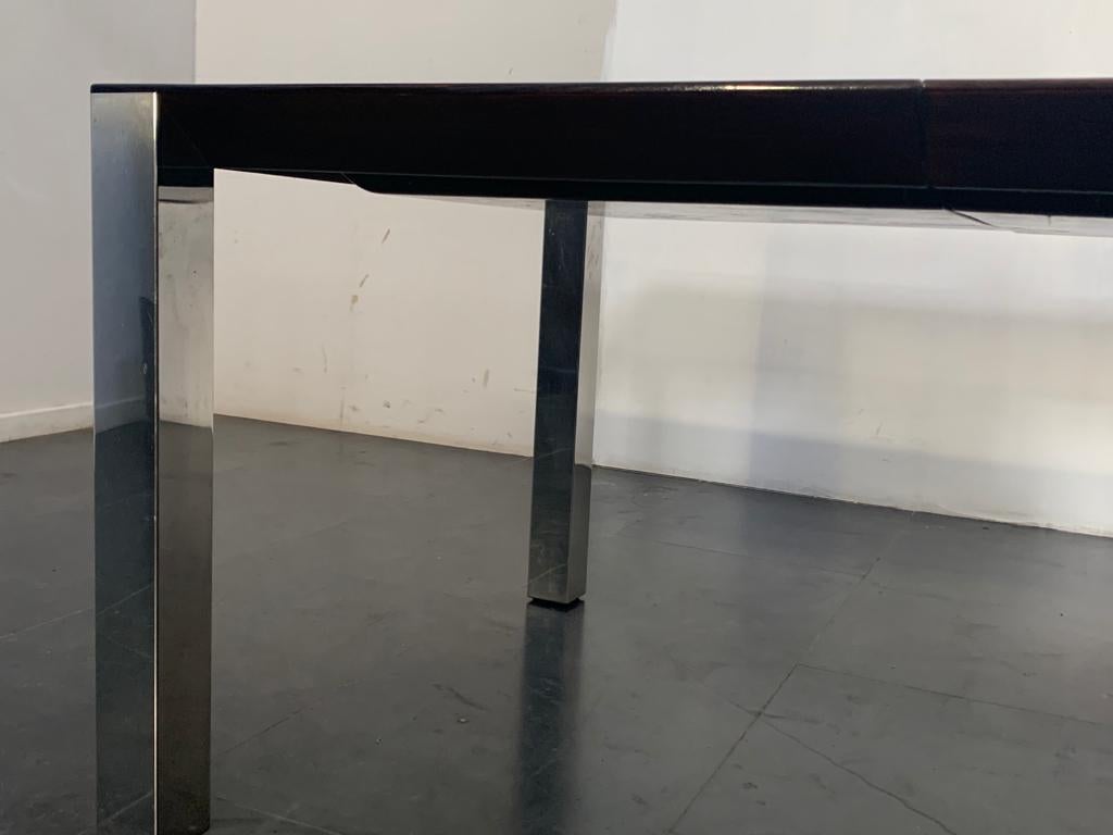 Rosewood & Steel Dining Table, 1970s In Excellent Condition For Sale In Montelabbate, PU