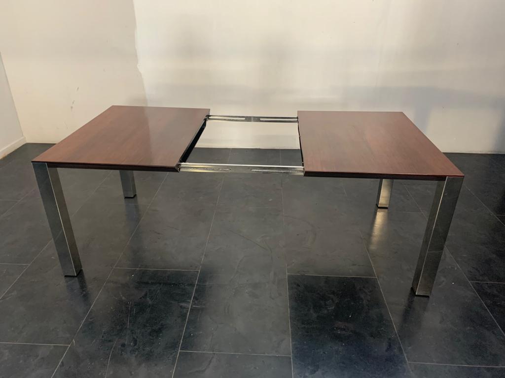 Rosewood & Steel Dining Table, 1970s For Sale 1