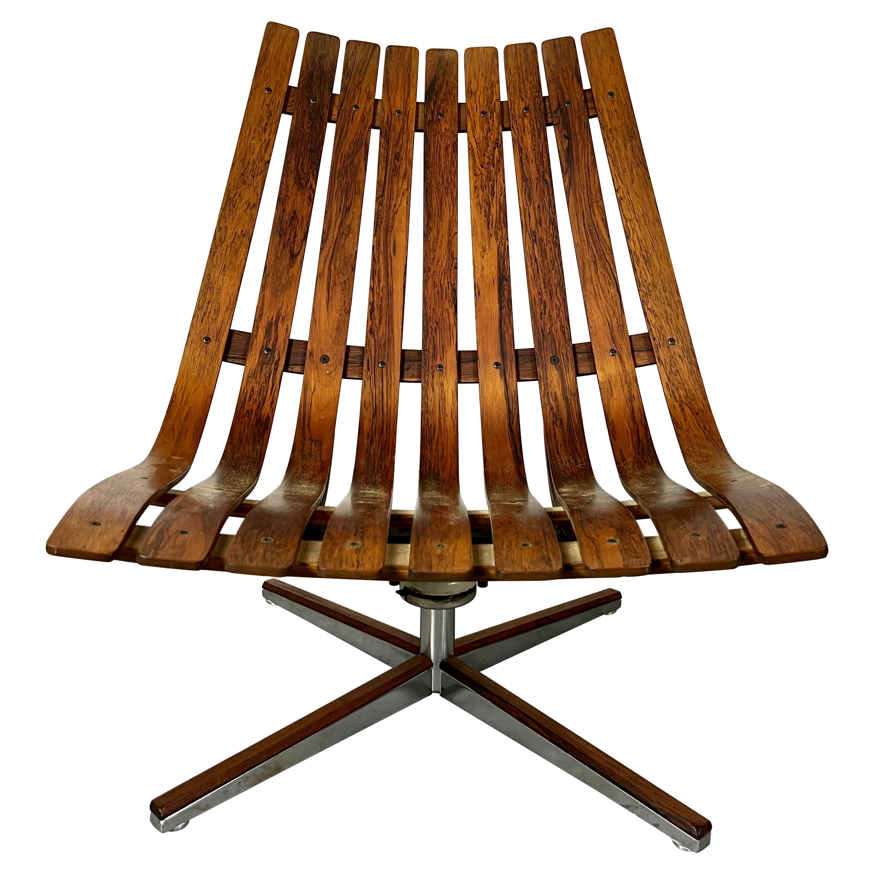 Silla de salón giratoria de palisandro de Hans Brattrud para Georg Eknes