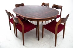 Rosewood Table and 6 Chairs by Niels O. Møller, Danish Design, 1960s