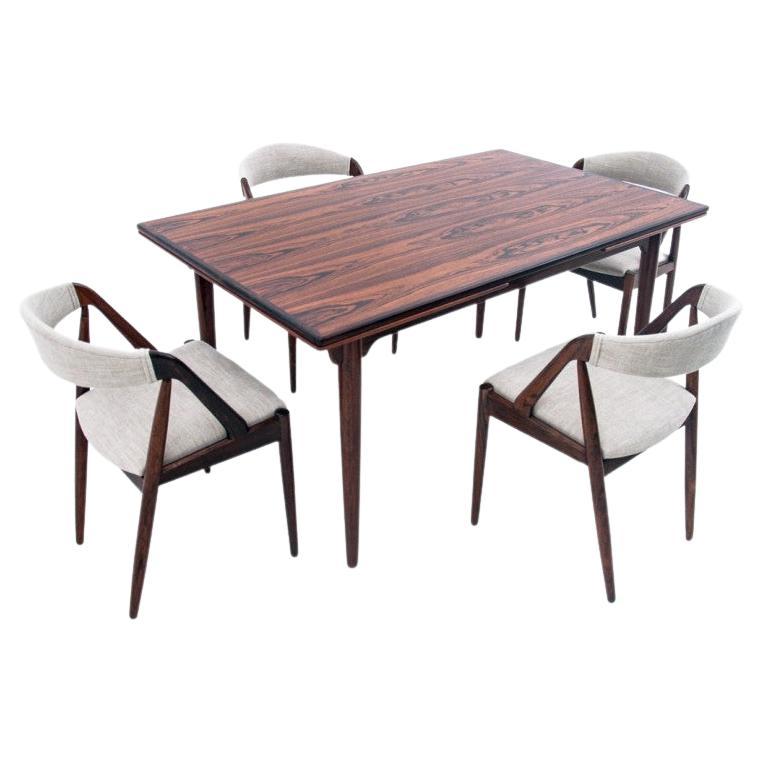Rosewood table and chairs from the 1960s, Denmark. After renovation. For Sale