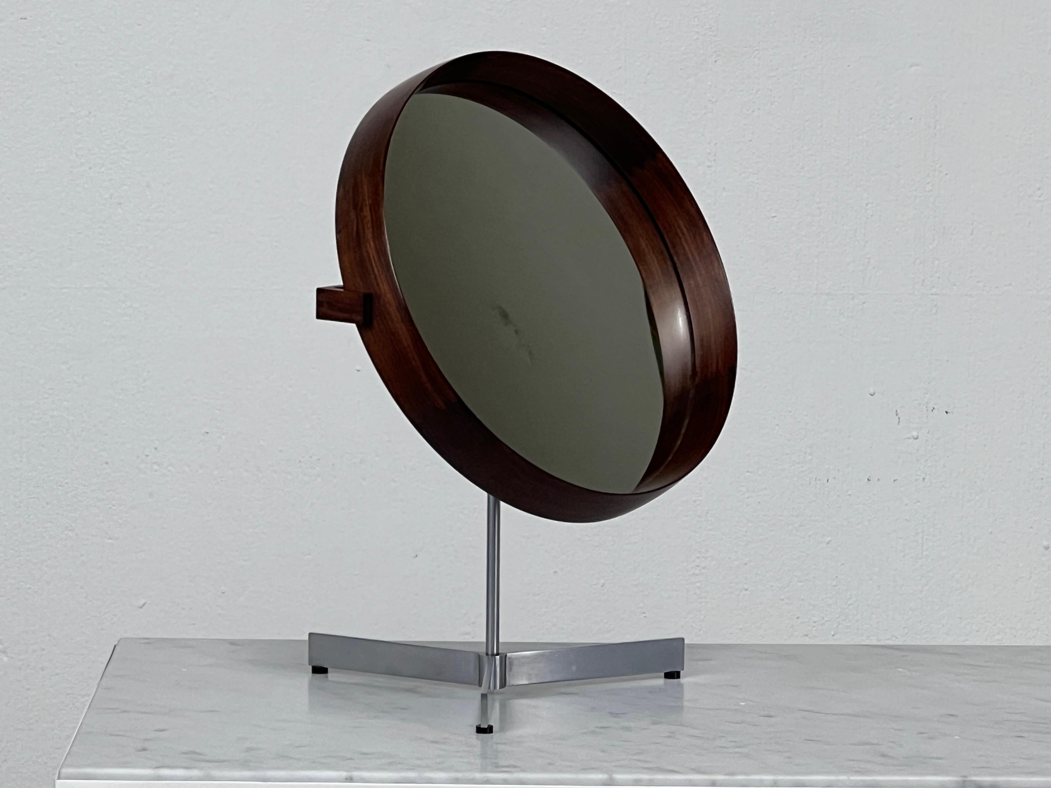 Rosewood Table Mirror by Uno & Östen Kristiansson for Luxus of Sweden, 1960s 9