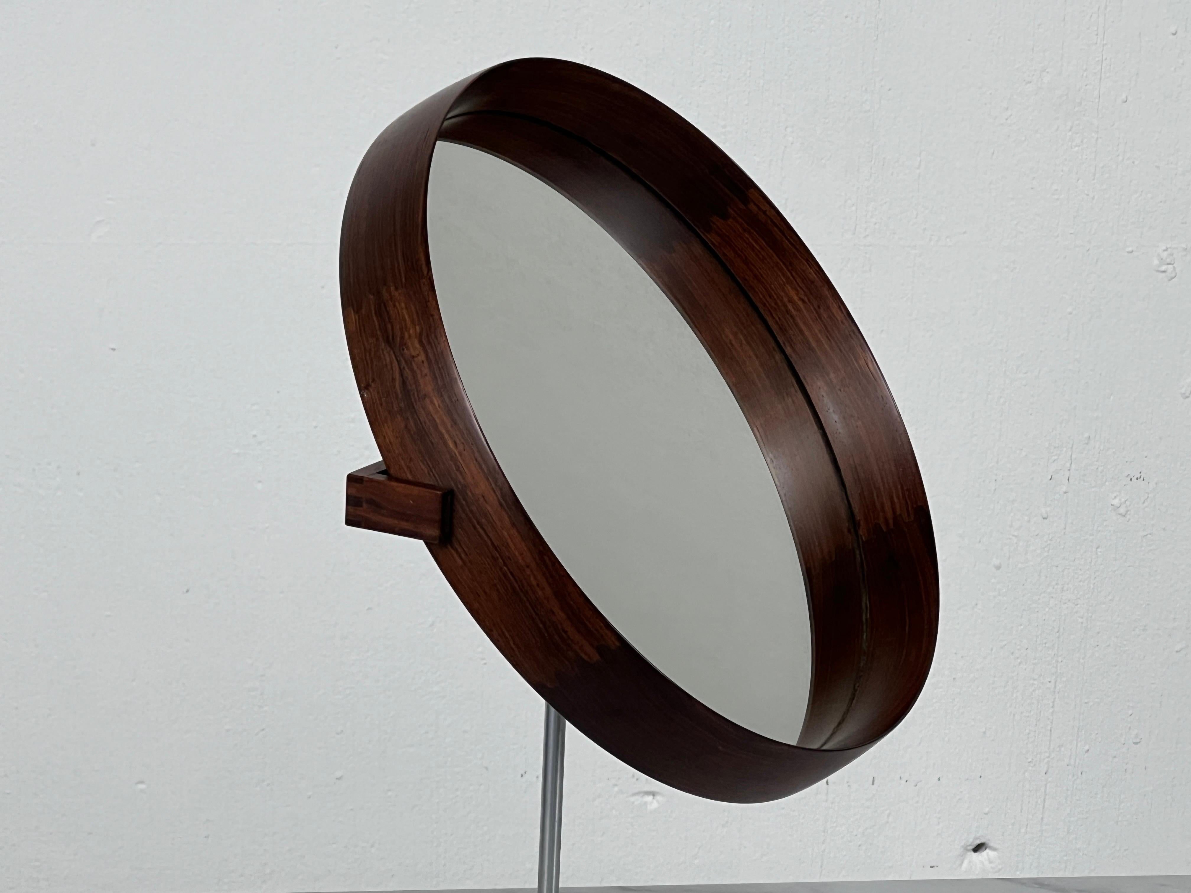 Rosewood Table Mirror by Uno & Östen Kristiansson for Luxus of Sweden, 1960s 1