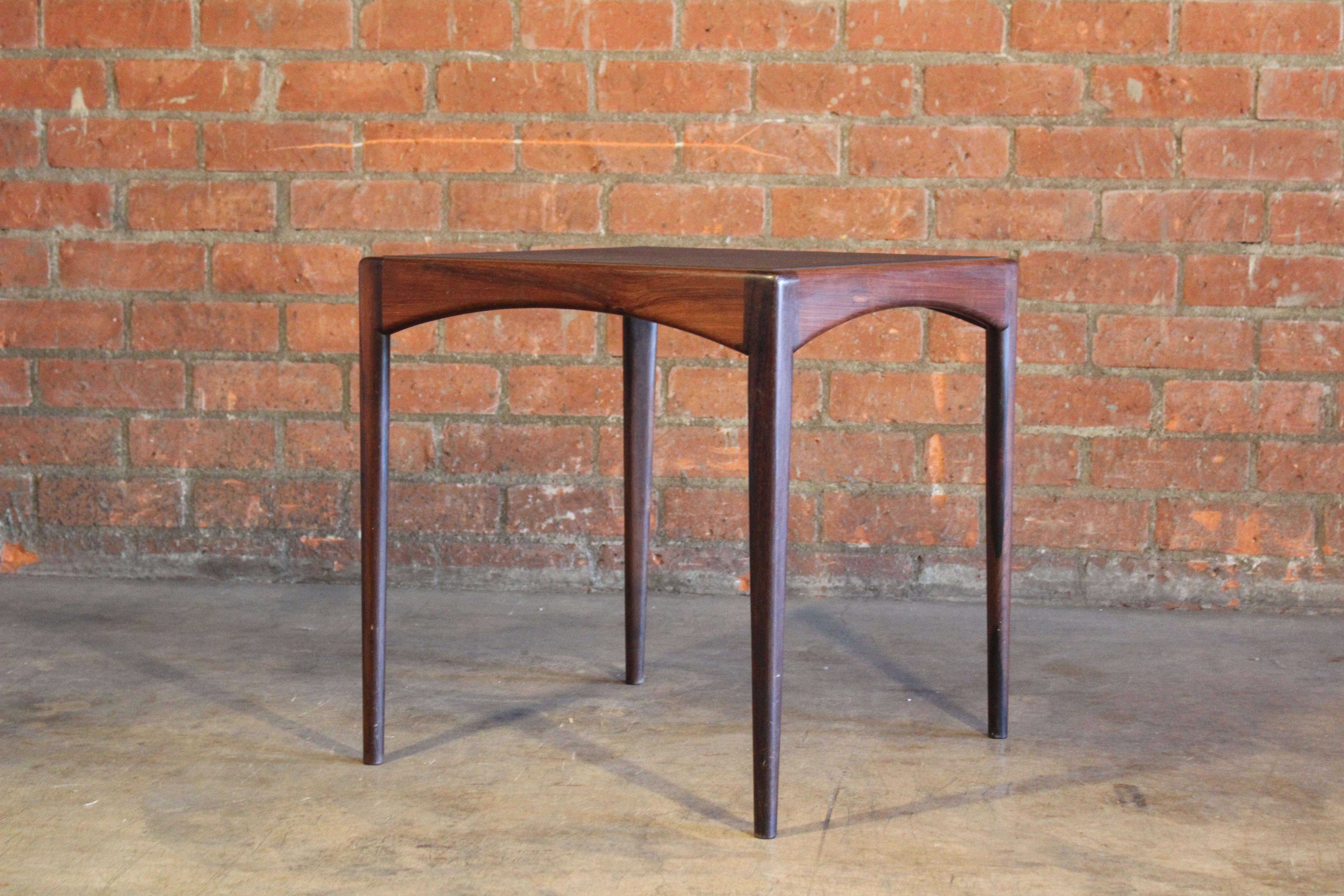 Rosewood Table with Leather Top, Denmark, 1950s 4