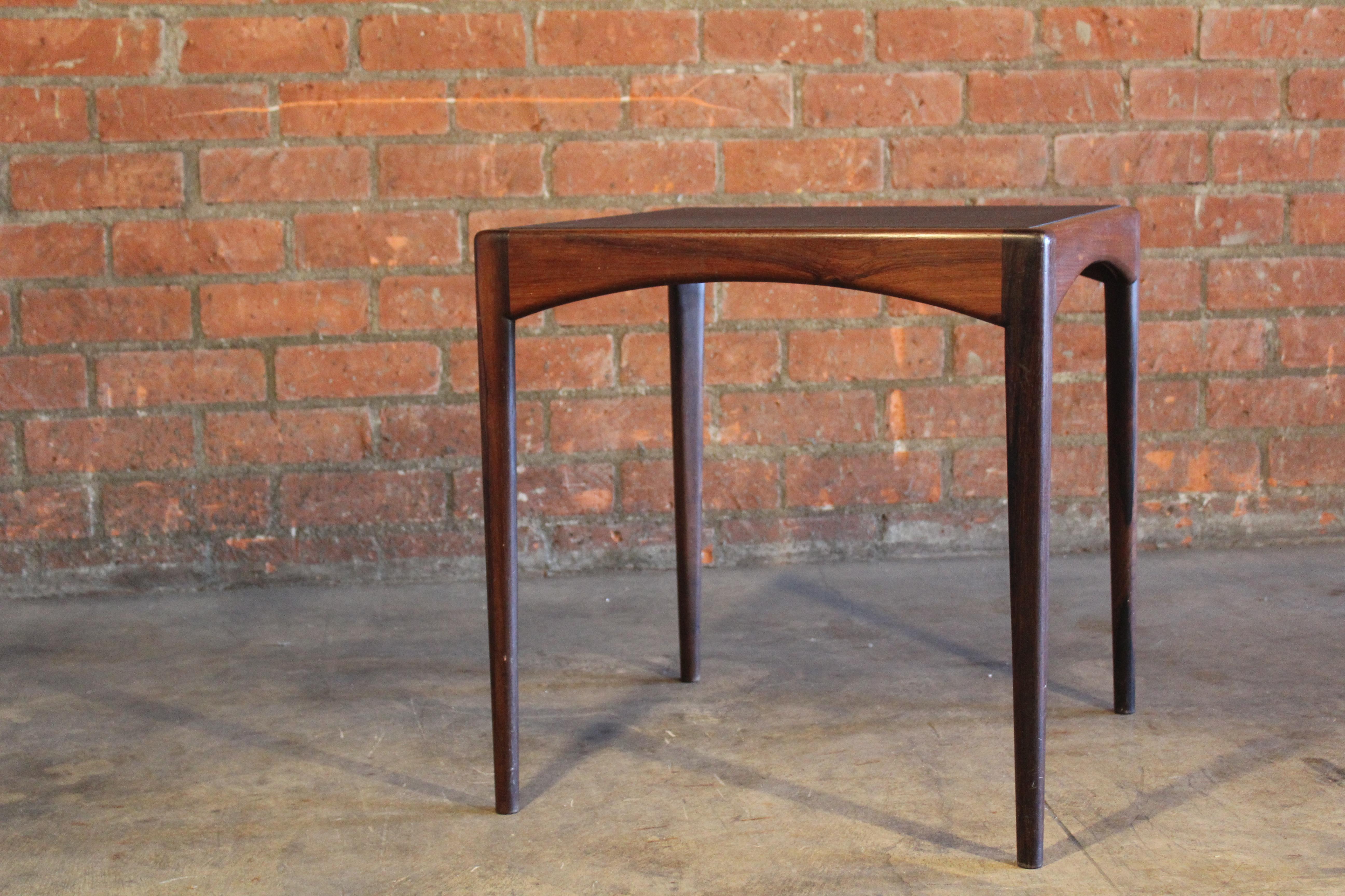 Rosewood Table with Leather Top, Denmark, 1950s 5
