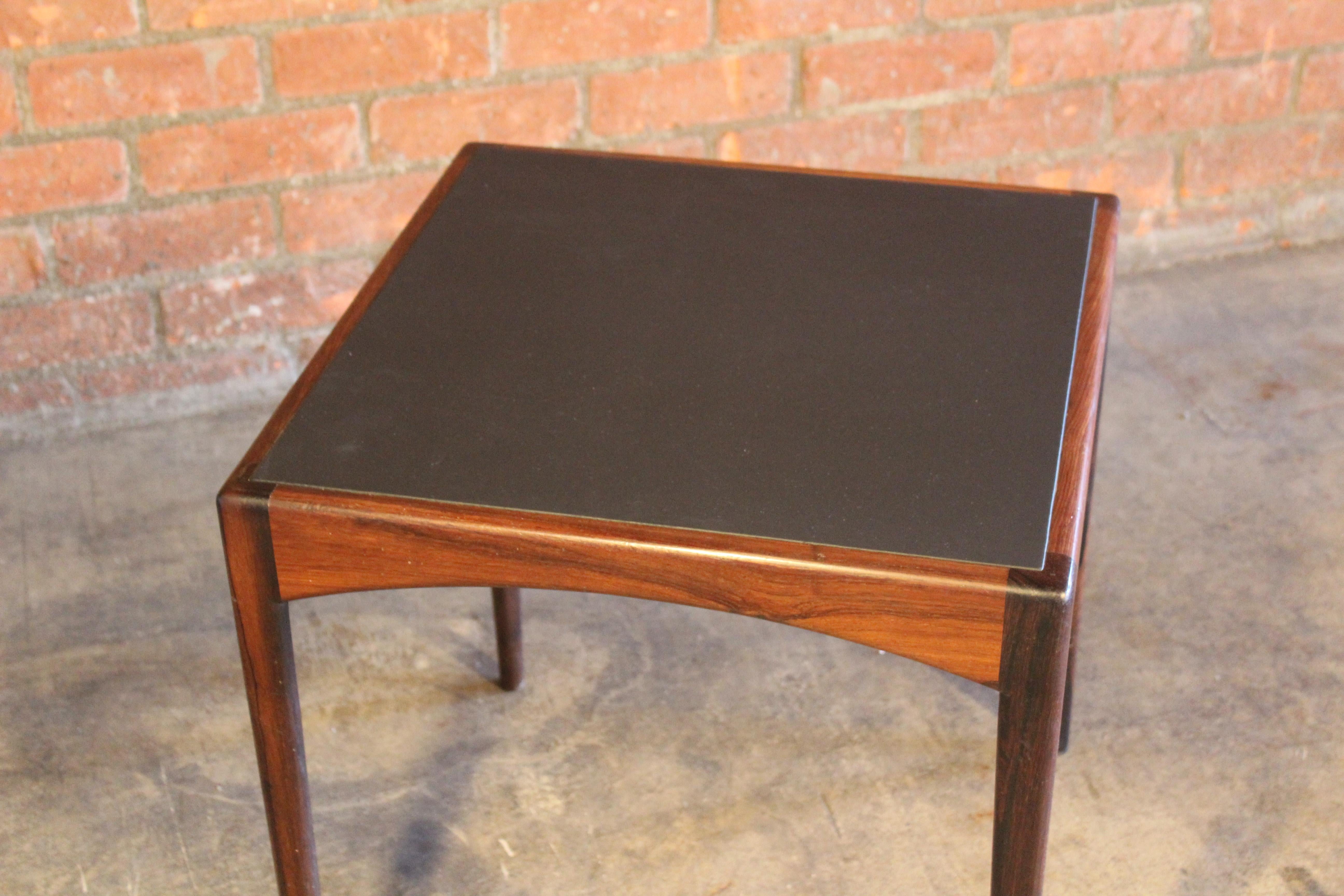 Rosewood Table with Leather Top, Denmark, 1950s 6