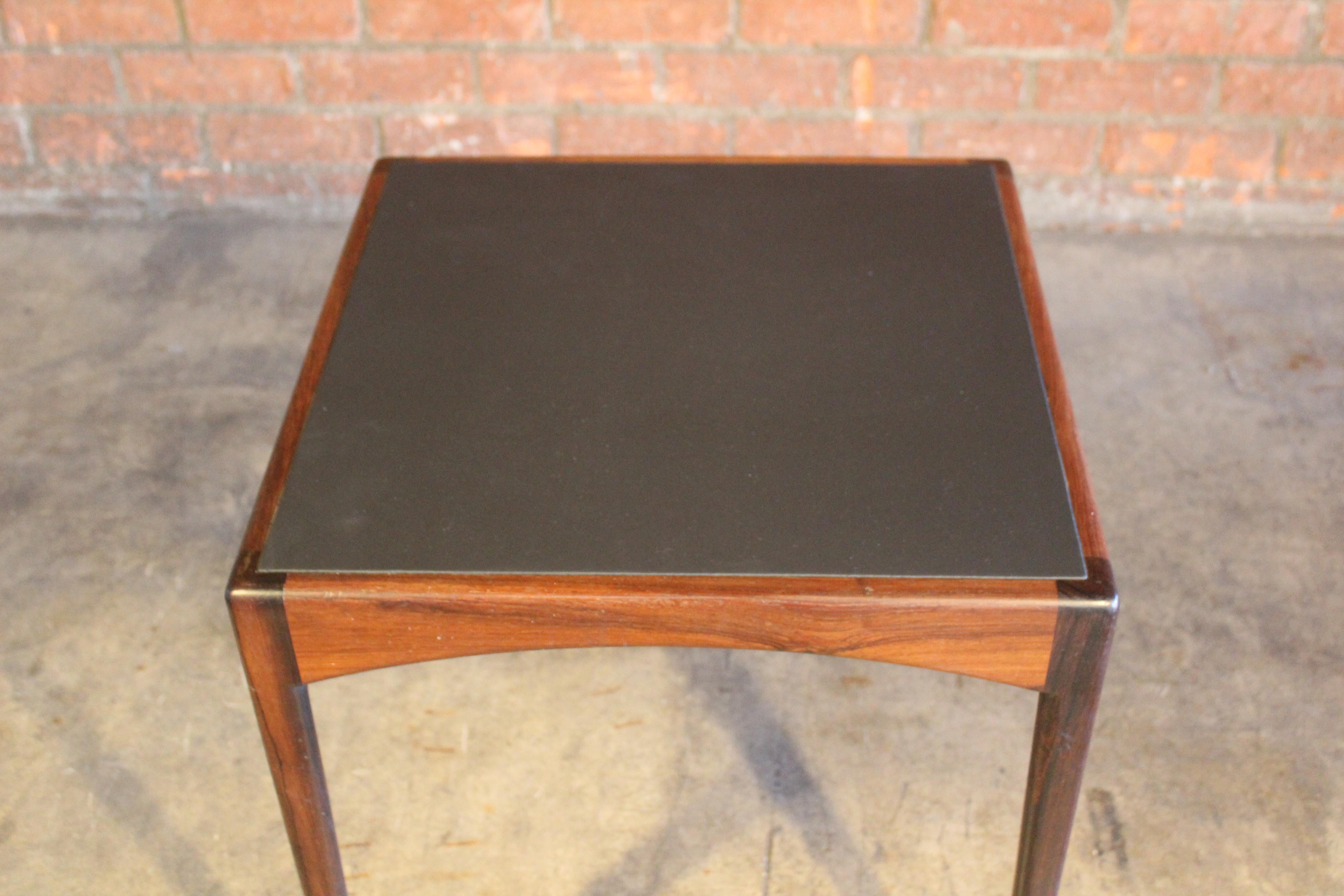 Rosewood Table with Leather Top, Denmark, 1950s 8