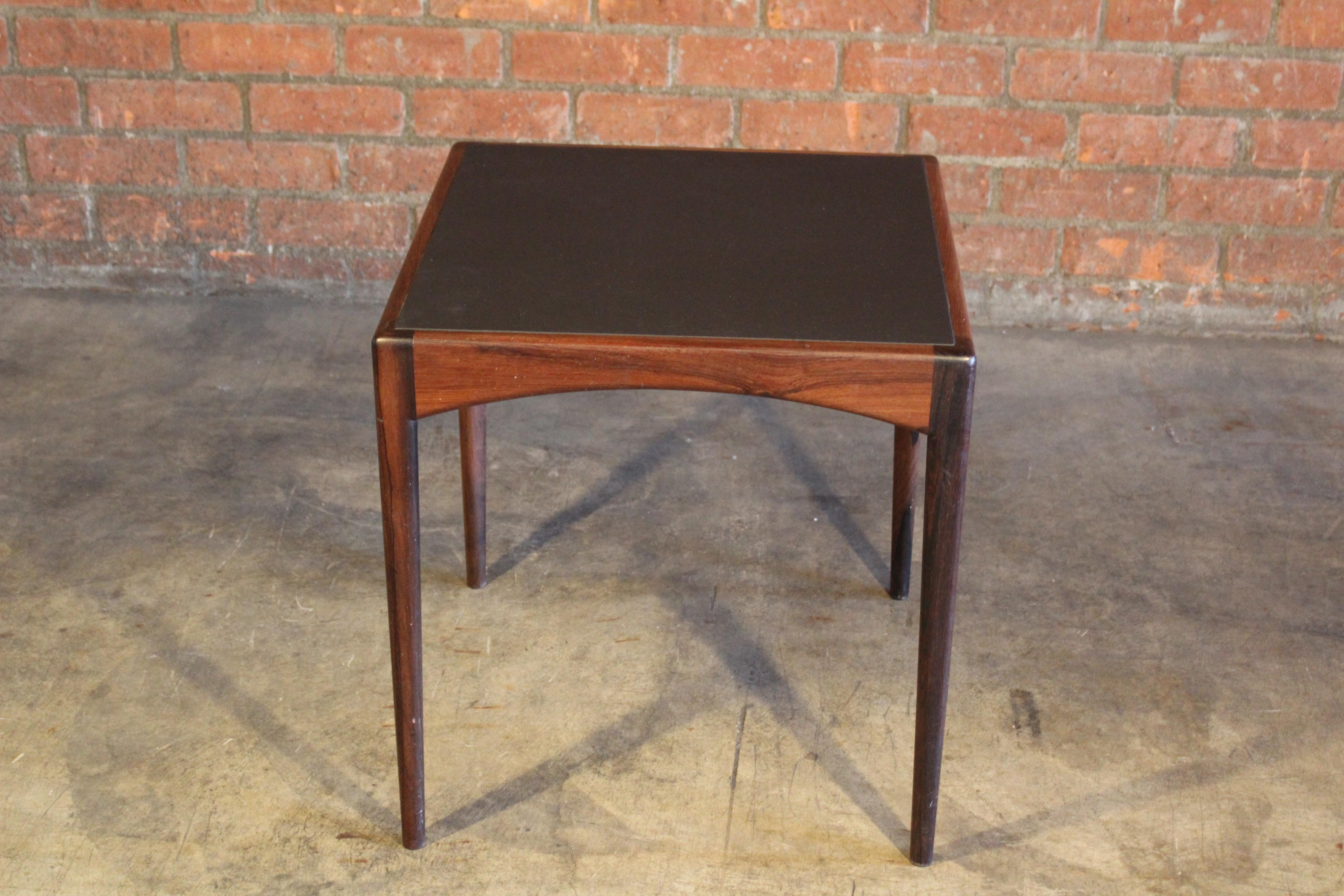 Rosewood Table with Leather Top, Denmark, 1950s 9