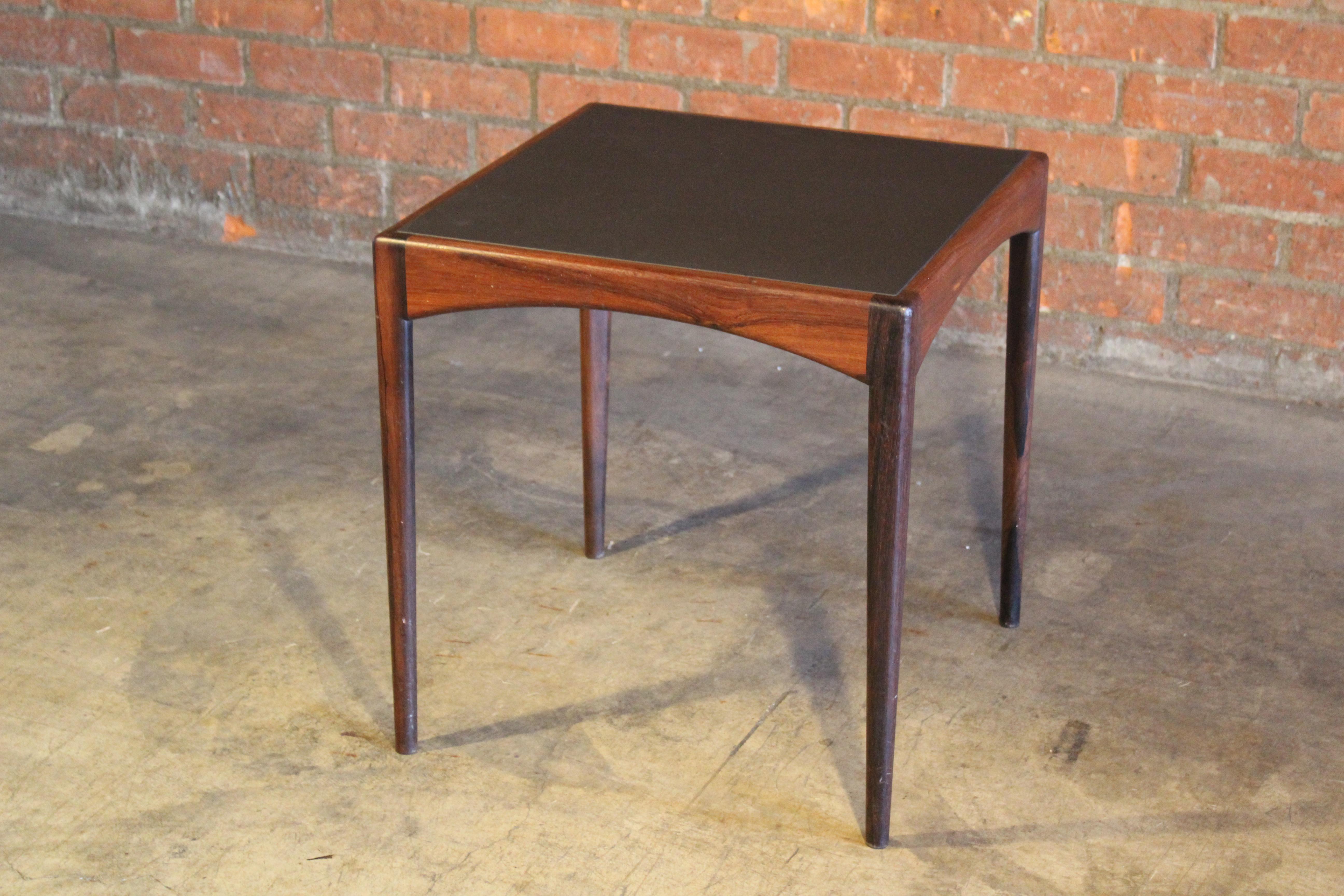Rosewood Table with Leather Top, Denmark, 1950s 10